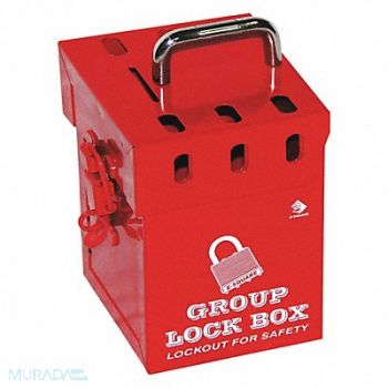 ZING Group Lockout Box Red 6 H Steel, 45MZ98