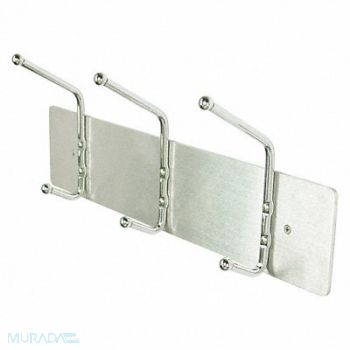 GRAINGER APPROVED Coat Rack Silver 3-3/4 in D 18 in W, 45NG71