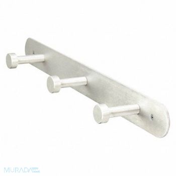 GRAINGER APPROVED Coat Rack Silver 2-3/4 in D 18 in W, 45NG75