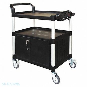 GRAINGER APPROVED Cart with Cabinet 37-3/16 in H Black, 45NP02