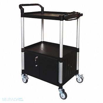GRAINGER APPROVED Cart with Cabinet 47-1/4 in H Black, 45NP04