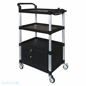 GRAINGER APPROVED Cart with Cabinet 52-3/4 in H Black, 45NP05