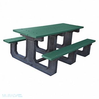 ULTRASITE Picnic Table Green 96 in W Rectangular, 45NR15