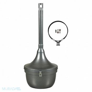 TOUGH GUY K2500 Cigarette Receptacle 4-1/2 gal Charcoal, 45NY52