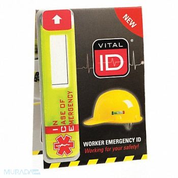 VITAL ID Hard Hat I.D Yllw 3/4in.Hx3-1/4in.W PK25, 45PC77