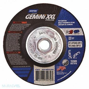 NORTON Depressed Center Wh 4-1/2in 5/8-11 Arbor, 45PL20