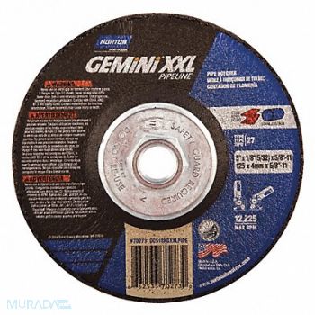 NORTON Depressed Center Wheel 5in 5/8-11 Arbor, 45PL22