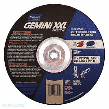 NORTON Depressed Center Wheel 9in 5/8-11 Arbor, 45PL28