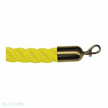 LAWRENCE METAL Barrier Rope Yllw 12 ft.L Brass Snap End, 45RL80