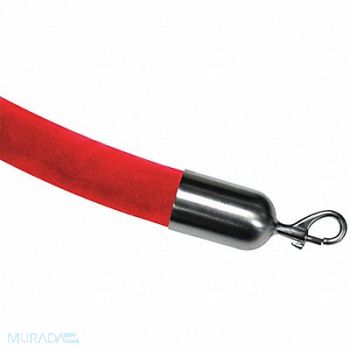 LAWRENCE METAL Barrier Rope Velour Red 6 ft L, 45RL82