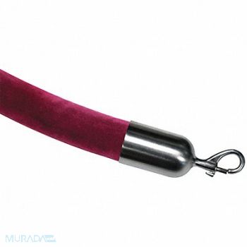 LAWRENCE METAL Barrier Rope Velour Maroon 3 ft L, 45RL85