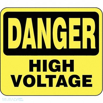 LAWRENCE METAL Acrylic Sign Yellow Danger High Voltage, 45RL97