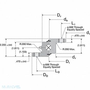 SILVERTHIN BEARING Slewing Ring Brg 37.09 in Bore No Gear, 45TP76