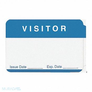 GRAINGER APPROVED Blue Visitor Badge 2-3/8 in L PK100, 45TU77