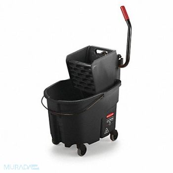 RUBBERMAID COMMERCIAL PRODUCTS E4108 Mop Bucket and Wringer Black 8 3/4 gal, 45UZ83