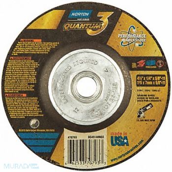 NORTON Depressed Center Wheel 4-1/2in 5/8-11in, 45VH24