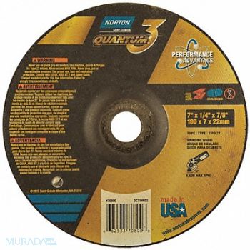 NORTON Depressed Center Wheel 7in 7/8in Type 27, 45VH32