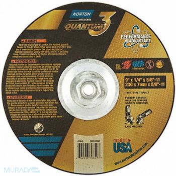 NORTON Depressed Center Wheel 9in 5/8-11in, 45VH34