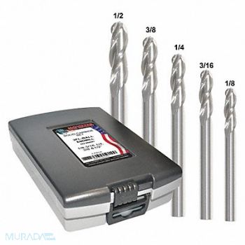 GRAINGER APPROVED End Mill Set 5 pc Ball Nose Carbide, 45XV07