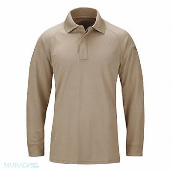 PROPPER Long Sleeve Polo XL Silver Tan, 45YM23