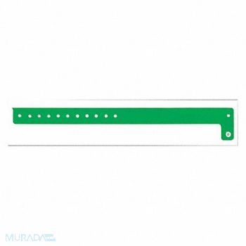 IDENTIPLUS ID Wristband Vinyl L-Shaped Green PK500, 45YN89