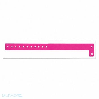 IDENTIPLUS ID Wristband Vinyl L-Shaped Pink PK500, 45YN94