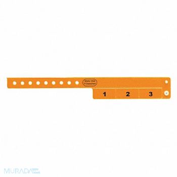 IDENTIPLUS ID Wristband Vinyl Cash Tag Orange PK500, 45YP06