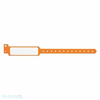 IDENTIPLUS ID Wristband Plastic Wide Orange PK500, 45YP28