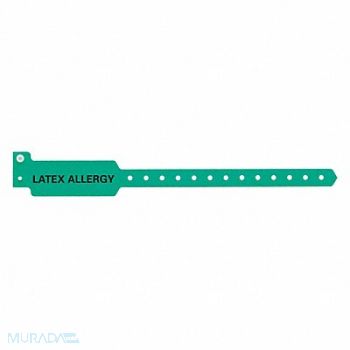 IDENTIPLUS ID Wristband Green Latex Allergy PK500, 45YP51