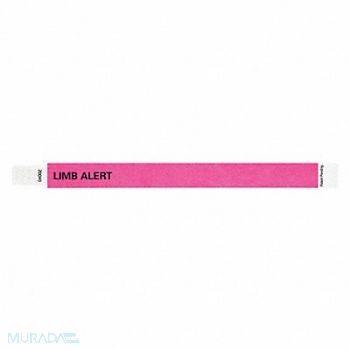 IDENTIPLUS ID Wristband Tyvek Limb Alert PK500, 45YP69