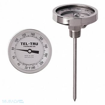 TEL-TRU Analog Dial Thermometer Stem 15 L, 460W26
