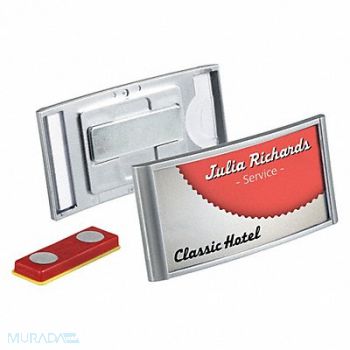 DURABLE Badge Holder Magnetic Silver PK10, 461P04