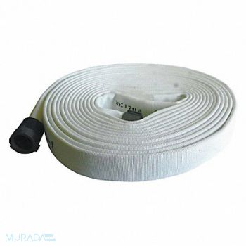 JAFLINE Fire Hose 50 ft White Polyester, 462D98