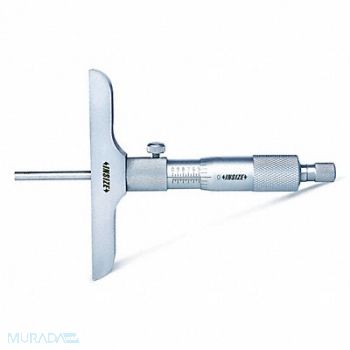 INSIZE Depth Micrometer 4 L Base Flat Anvil, 462V91