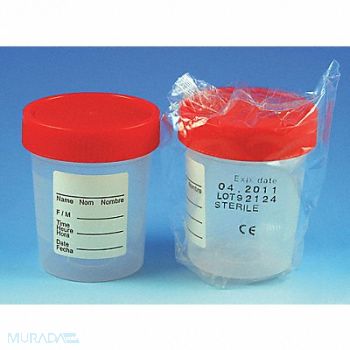GLOBE SCIENTIFIC Collection Cup 120mL Plastic Wide PK100, 46AX16