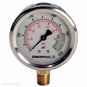 ENERPAC K4564 Pressure Gauge 0 to 1000 psi 2 1/2 Dial, 46C566