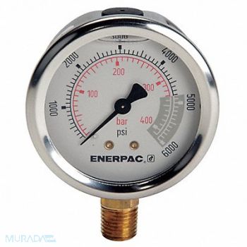 ENERPAC K4564 Pressure Gauge 0 to 6000 psi 2 1/2 Dial, 46C568