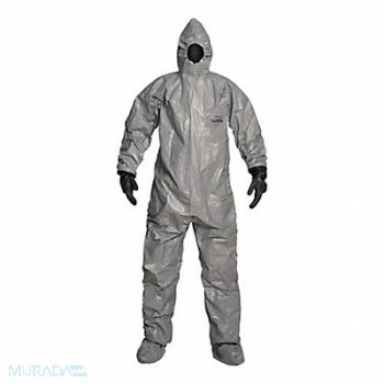 DUPONT Hooded Coveralls Gray 5XL Elastic PK6, 46TY21