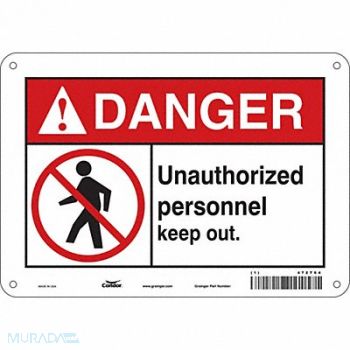 CONDOR Safety Sign 7 in x 10 in Aluminum, 472T64