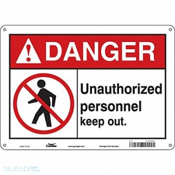 CONDOR Safety Sign 10 in x 14 in Aluminum, 472T65