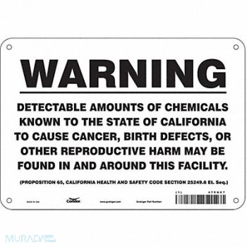 CONDOR Safety Sign 10 Wx7 H 0.055 Thickness, 475U67