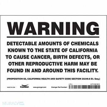 CONDOR Safety Sign 7 Wx5 H 0.004 Thickness, 475U69