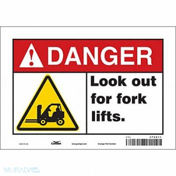 CONDOR Safety Sign 7 inx10 in Vinyl, 476R11