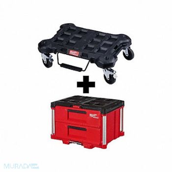 MILWAUKEE Dolly + PACKOUT 2-Drawer Tool Box, 388TR0