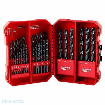 MILWAUKEE Jobber Length Drill Set 29pc HSS, 21R662