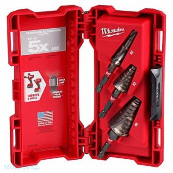 MILWAUKEE Step Drill Bit Set 1/8 to 1 Sz Range, 492R90