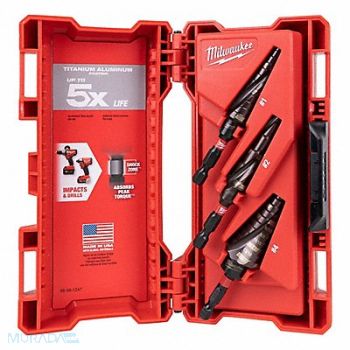 MILWAUKEE Step Drill Bit Set 1/8 to 1-1/8 Range, 492R91