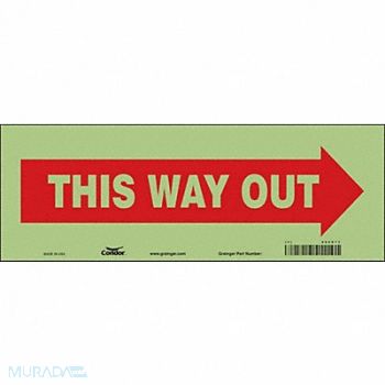 CONDOR Safety Sign 5 in x 14 in Glow Vinyl, 480K11