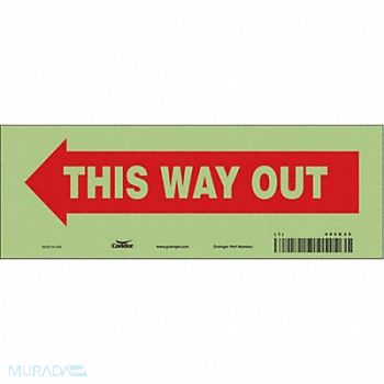 CONDOR Safety Sign 3 1/2 in x 10 in Glow Vinyl, 480K20