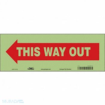 CONDOR Safety Sign 5 in x 14 in Glow Vinyl, 480K21